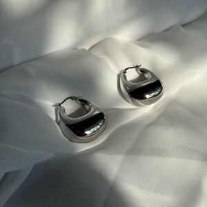 Chunky Silver Hoop Earrings